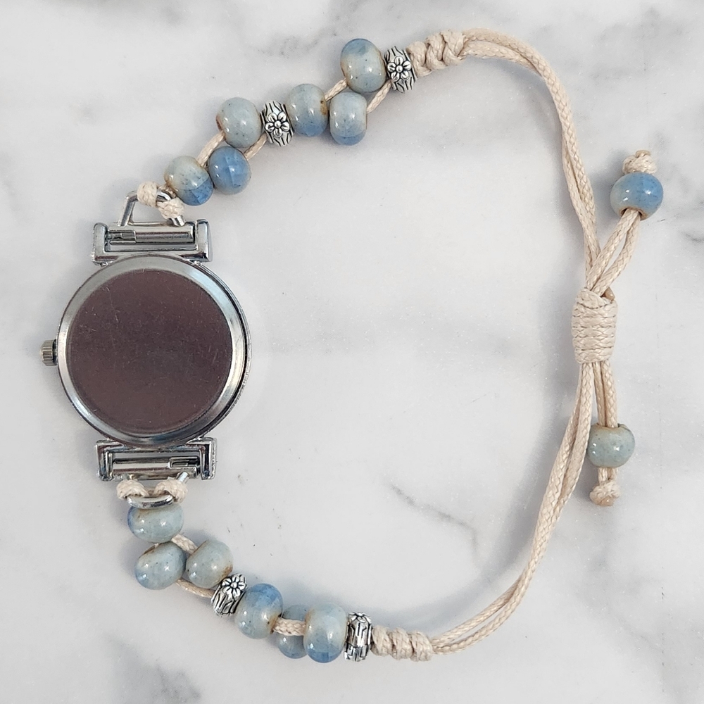 Ceramic Green Dial Beaded Bracelet Watch With Wax Rope - Picture 7 of 12